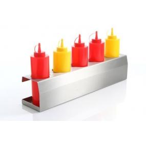 Stand pt 5 recipiente mustar / ketchup / sosuri de 0.70 lt, inox, 530x110x(H)118 mm
